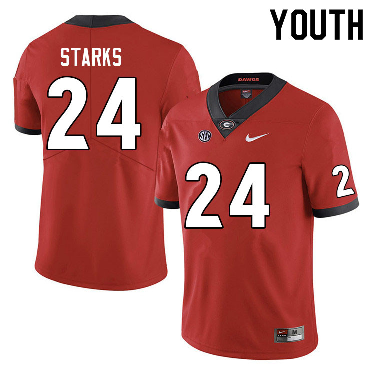 Youth #24 Malaki Starks Georgia Bulldogs College Football Jerseys Sale-Red Anniversary